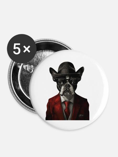 Boston Terrier - Buttons klein 25 mm (5er Pack) - Weiß