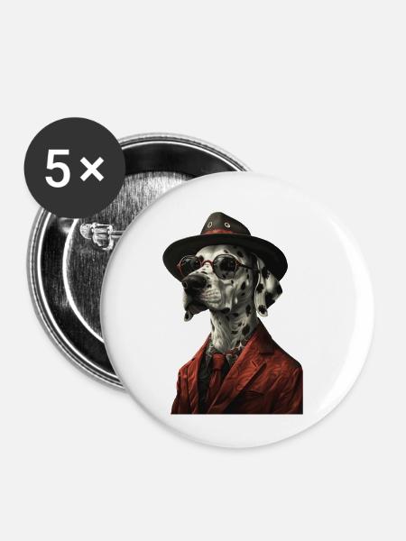 Dalmatiner - Buttons klein 25 mm (5er Pack) - Weiß