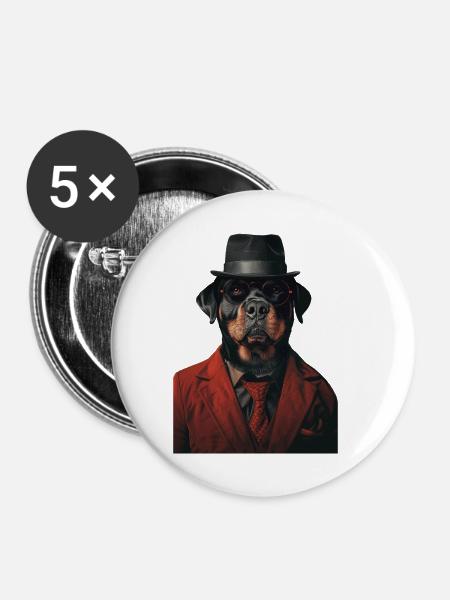 Rottweiler - Buttons klein 25 mm (5er Pack) - Weiß