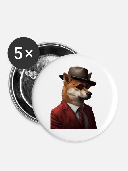 Shiba Inu - Buttons klein 25 mm (5er Pack) - Weiß