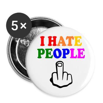 I hate people - Buttons klein 25 mm (5er Pack) - Weiß - Vorne