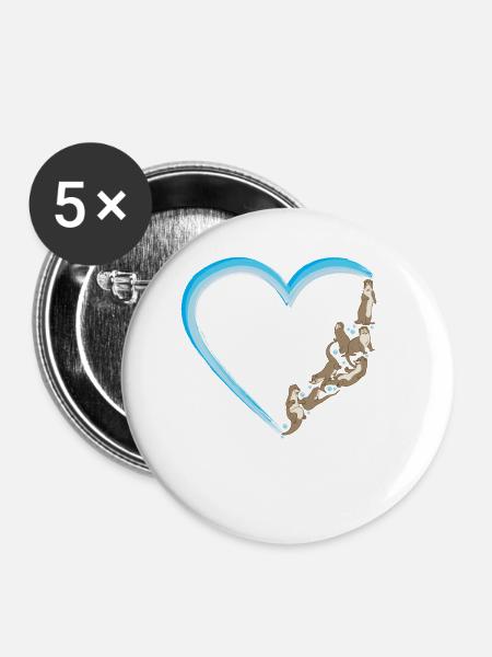 Otter Heart - Buttons klein 25 mm (5er Pack) - Weiß