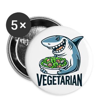 Requin végétarien - Lot de 5 petits badges (25 mm) - blanc - Devant