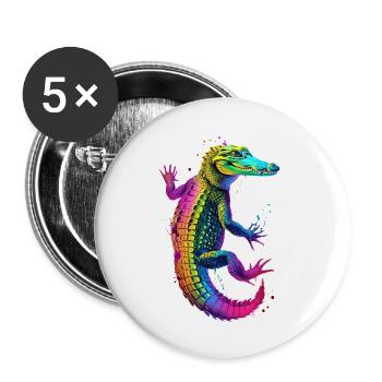 Krokodil - Buttons klein 25 mm (5er Pack) - Weiß - Vorne