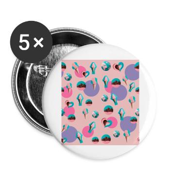 Motif de crème glacée, de cœurs et de planètes - Lot de 5 petits badges (25 mm) - blanc - Devant