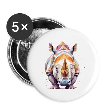 Rhinoceros Playful Adorable Fun Animal Colorful - Buttons small 1''/25 mm (5-pack) - white - Front