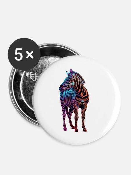 Zebra - Buttons klein 25 mm (5er Pack) - Weiß