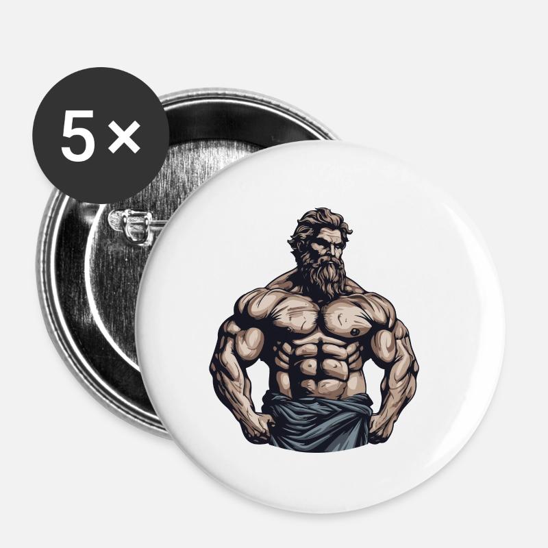 Muscles Bodybuilder Workout Gym - Buttons small 1''/25 mm (5-pack) - white