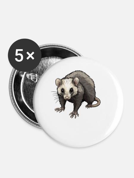 Opossum Opossums - Buttons klein 25 mm (5er Pack) - Weiß