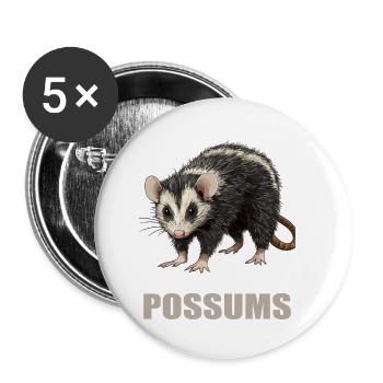 Opossum Opossums - Buttons klein 25 mm (5er Pack) - Weiß - Vorne