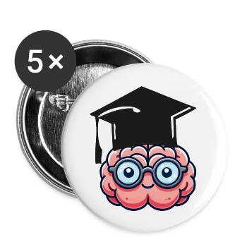 brain comic nerd student - Buttons small 1''/25 mm (5-pack) - white - Front