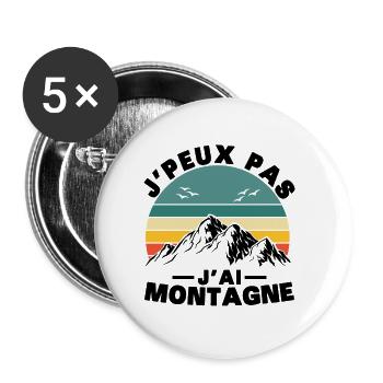 I Can't I Mountain Humor Gift - Buttons small 1''/25 mm (5-pack) - white - Front