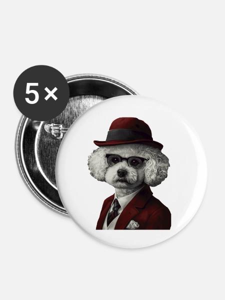 Bichon Frisé - Buttons klein 25 mm (5er Pack) - Weiß