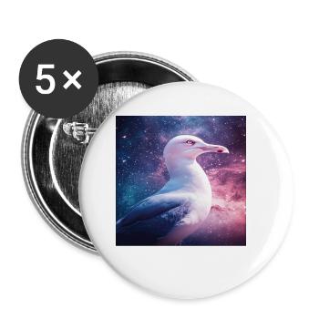 Möwe - Buttons klein 25 mm (5er Pack) - Weiß - Vorne