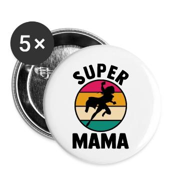 Maman Super-héroïne Maman - Lot de 5 petits badges (25 mm) - blanc - Devant
