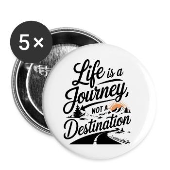 La vie est un voyage Conception de motivation - Lot de 5 petits badges (25 mm) - blanc - Devant