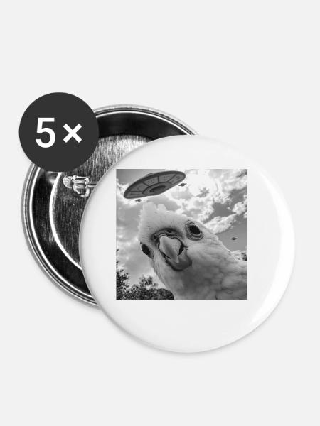 Sittiche - Buttons klein 25 mm (5er Pack) - Weiß