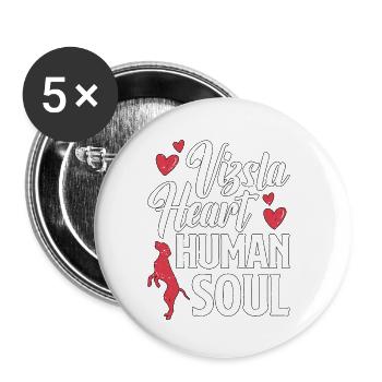 Vizsla Heart, Amoureux des animaux, Viszla, Enthousiaste - Lot de 5 petits badges (25 mm) - blanc - Devant