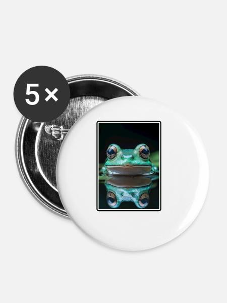Frosch Frösche - Buttons klein 25 mm (5er Pack) - Weiß