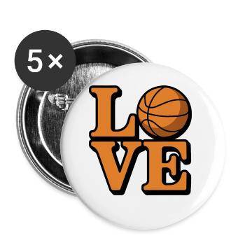 Ich liebe Basketball - Buttons klein 25 mm (5er Pack) - Weiß - Vorne