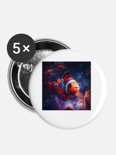 Clownfisch - Buttons klein 25 mm (5er Pack) - Weiß