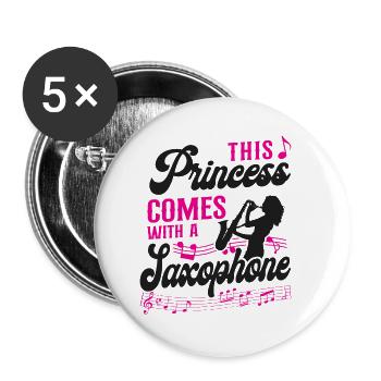 Saxophone This Princess Comes With - Buttons small 1''/25 mm (5-pack) - white - Front