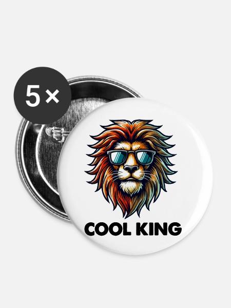 löwe king - Buttons klein 25 mm (5er Pack) - Weiß
