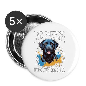Labrador Retriever Lab Energy 100% Animal Lover - Buttons klein 25 mm (5er Pack) - Weiß - Vorne