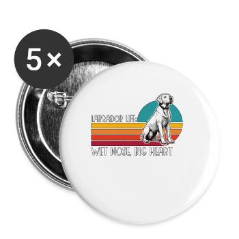 Labrador Retriever Labrador Life Loves Dog Sports - Buttons klein 25 mm (5er Pack) - Weiß - Vorne