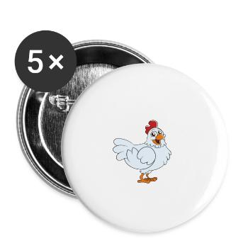 Poulet drôle disant poulet - Lot de 5 petits badges (25 mm) - blanc - Devant