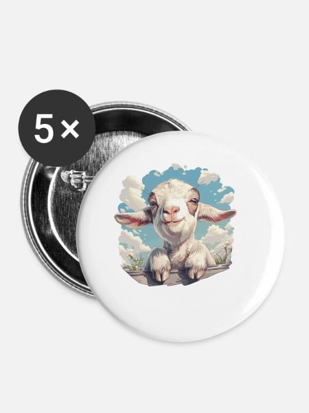 Ziegen Ziege - Buttons klein 25 mm (5er Pack) - Weiß
