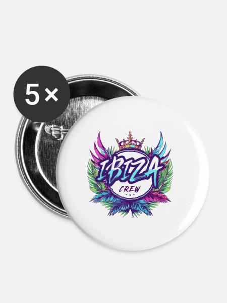 Ibiza Crew Bunt - Buttons klein 25 mm (5er Pack) - Weiß