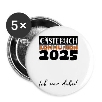 Communion 2025 Livre d’or Cadeau Fille Garçons - Lot de 5 petits badges (25 mm) - blanc - Devant