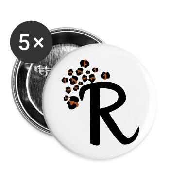 Buchstabe r Leopardenmuster - Buttons klein 25 mm (5er Pack) - Weiß - Vorne
