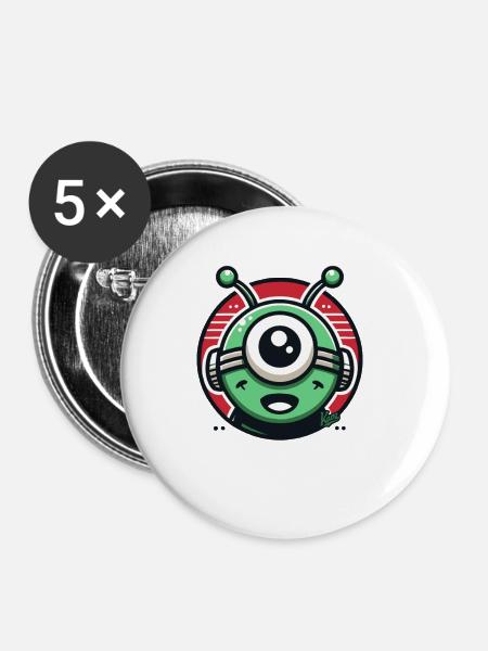 Freundlicher Alien-Cyclops - Buttons klein 25 mm (5er Pack) - Weiß