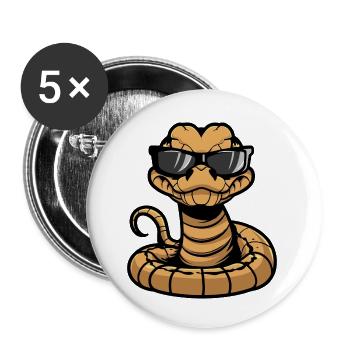 Animal serpent cobra - Lot de 5 petits badges (25 mm) - blanc - Devant