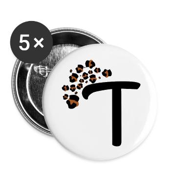 Buchstaben t Leopardenmuster - Buttons klein 25 mm (5er Pack) - Weiß - Vorne