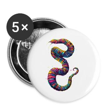 Wurm - Buttons klein 25 mm (5er Pack) - Weiß - Vorne