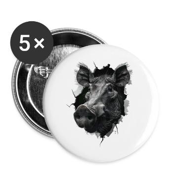 Warzenschwein - Buttons klein 25 mm (5er Pack) - Weiß - Vorne