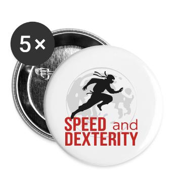NINJA, VITESSE ET DEXTÉRITÉ - Lot de 5 petits badges (25 mm) - blanc - Devant