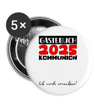 Livre d'or communion 2025 cadeau filles garçons - Lot de 5 petits badges (25 mm) - blanc - Devant