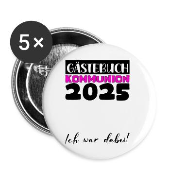 Livre d'or communion 2025 cadeau filles garçons - Lot de 5 petits badges (25 mm) - blanc - Devant