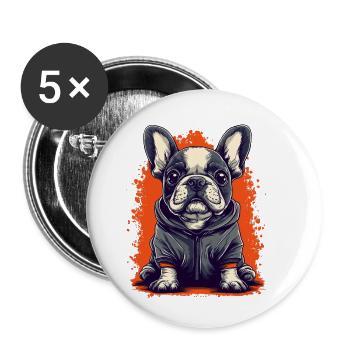 French Bulldog Puppy Frenchie Dog Dog - Buttons small 1''/25 mm (5-pack) - white - Front