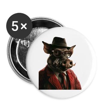 Warzenschwein - Buttons klein 25 mm (5er Pack) - Weiß - Vorne