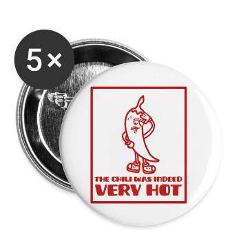 Piment rouge cartoon qui a très chaud - Lot de 5 petits badges (25 mm) - blanc - Devant