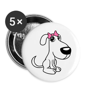 Dog Sitting Little Pretty Lady Bow Female - Buttons small 1''/25 mm (5-pack) - white - Front