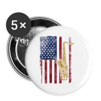 Saxophones American Flag - Buttons small 1''/25 mm (5-pack) - white - Front