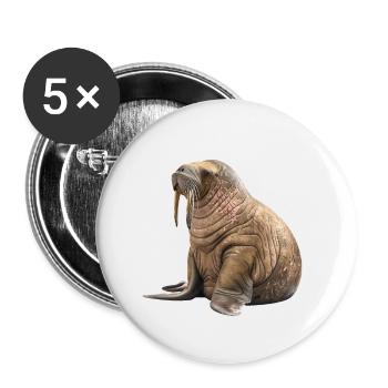 Walross - Buttons klein 25 mm (5er Pack) - Weiß - Vorne