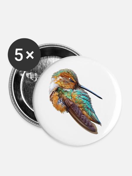 Kolibri - Buttons klein 25 mm (5er Pack) - Weiß