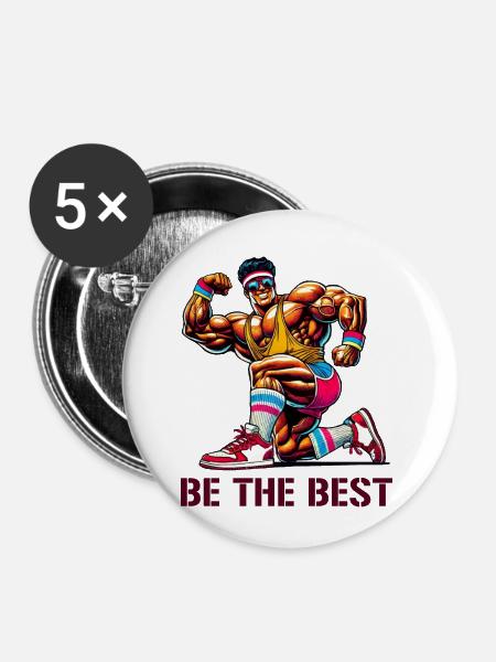 bodybuilder best - Buttons klein 25 mm (5er Pack) - Weiß